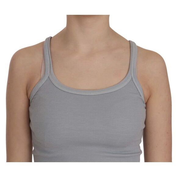 PINK MEMORIES Ribbed Tank Top Sleeveless Scoop Neck Women Gray Tops & T-Shirts - Picture 5 of 5